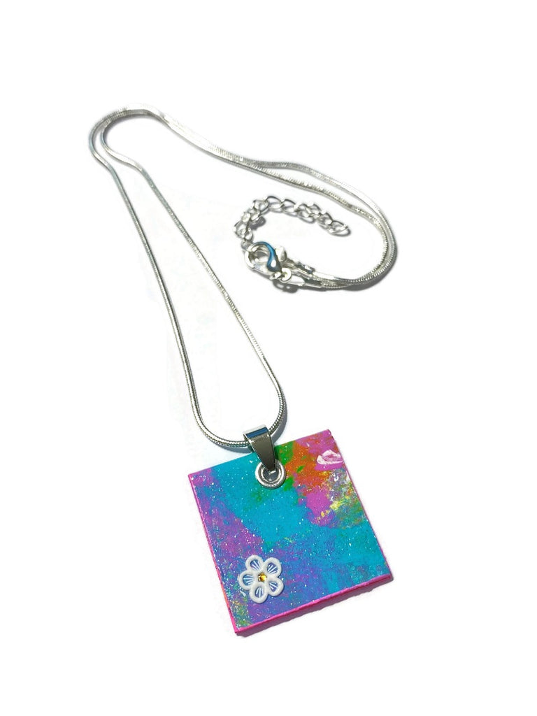 Hand painted abstract necklace