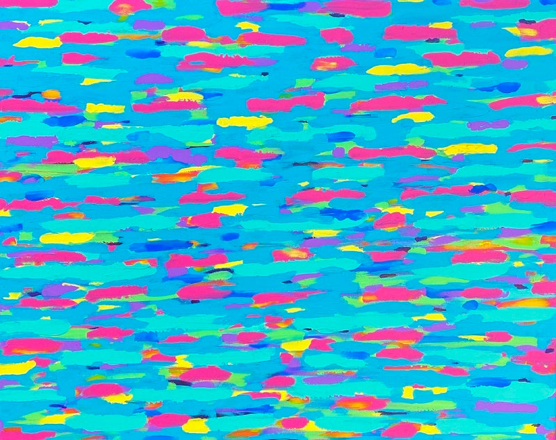 Bliss is a large 24x30 inch abstract painting on canvas. This original artwork was done in acrylics by Lori from Pizazz Studios. Colorful texture that will surely brighten up any space. Signed on the back so it may hang in any direction
