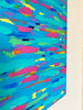 Bliss is a large 24x30 inch abstract painting on canvas. This original artwork was done in acrylics by Lori from Pizazz Studios. Colorful texture that will surely brighten up any space. Signed on the back so it may hang in any direction
