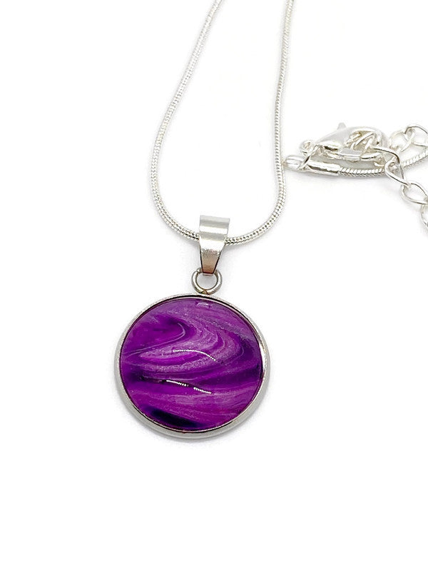 Purple Fluid Art Necklace