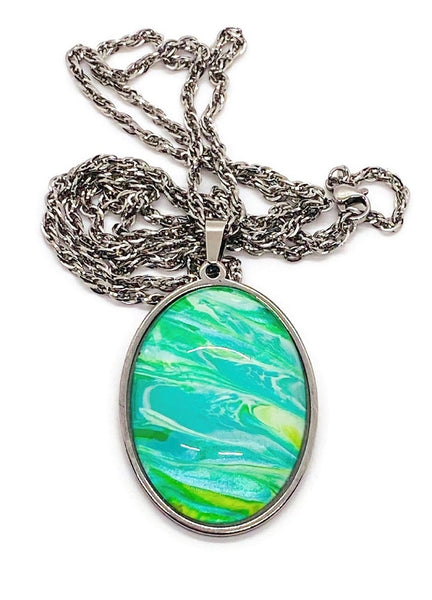 Fluid Art Necklace 32 Inch Stainless Steel